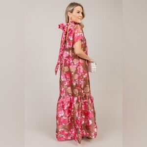 Sugarlips Pink and Brown Floral Maxi Dress